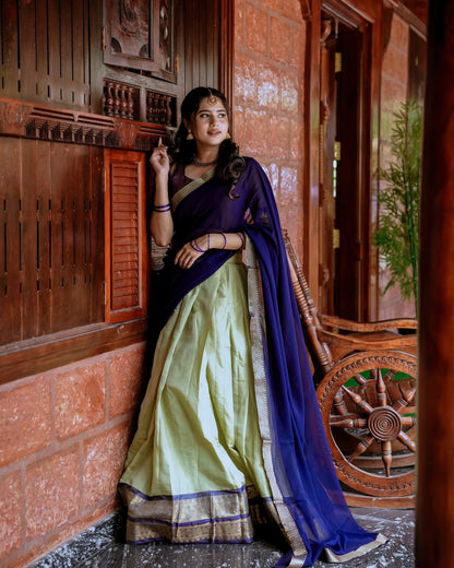 Green Color Kanchipuram Zari Weaving Lehenga Choli