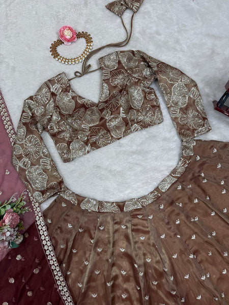 Letest Brown colour Jimmy Chu Sequnce Work Lehenga Choli