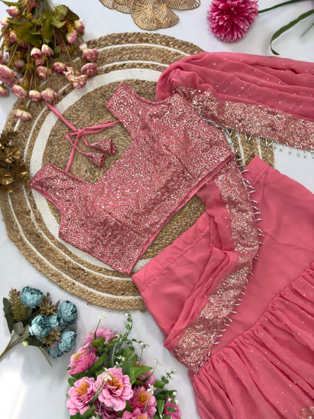 Ready to wear Georgette Sequence Work Lehenga Saree