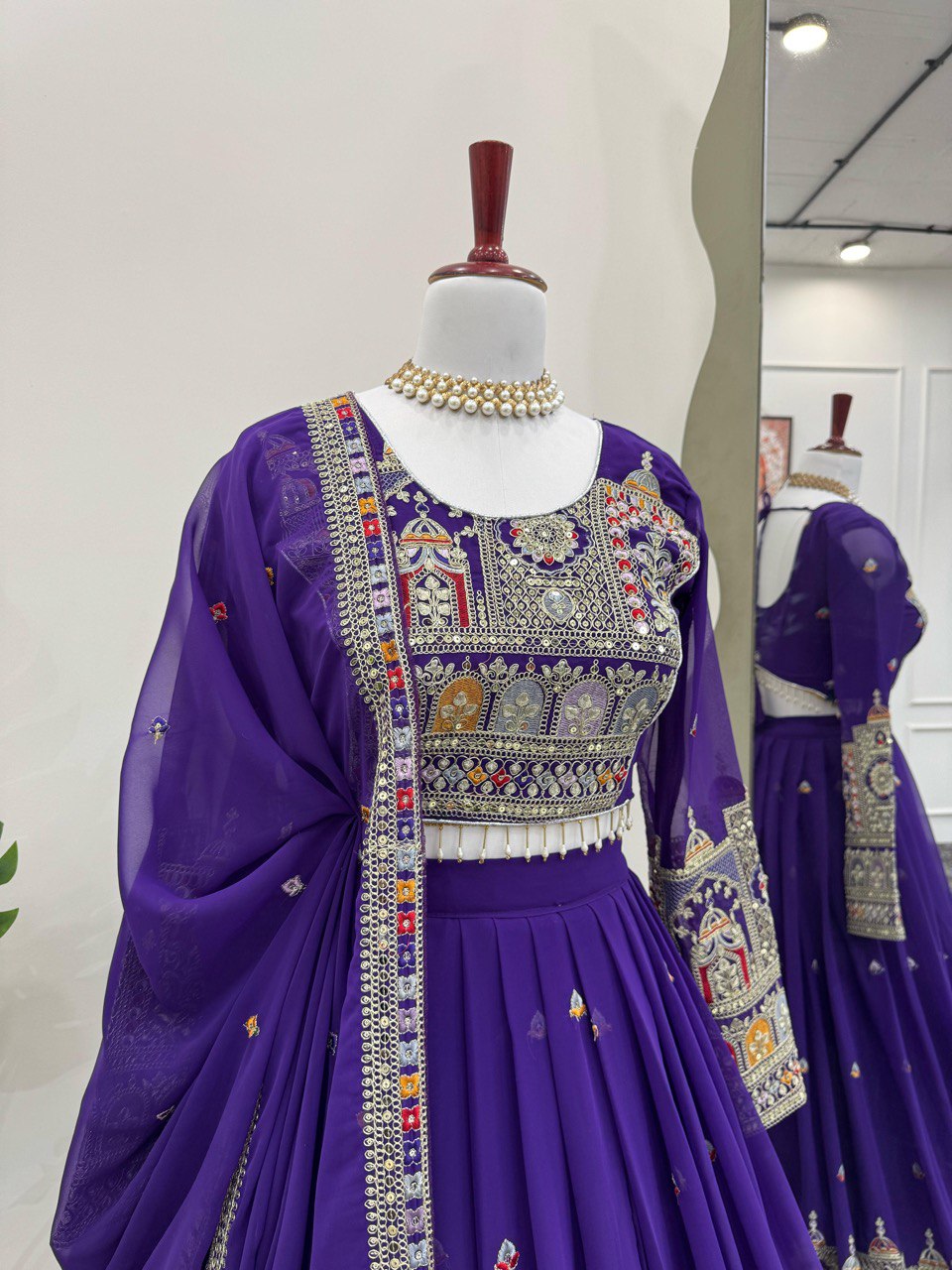 Wedding Wear Violet Georgette Sequence Work Lehenga Choli