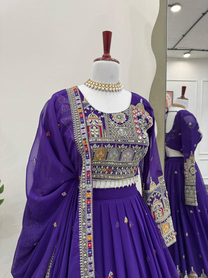 Wedding Wear Violet Georgette Sequence Work Lehenga Choli