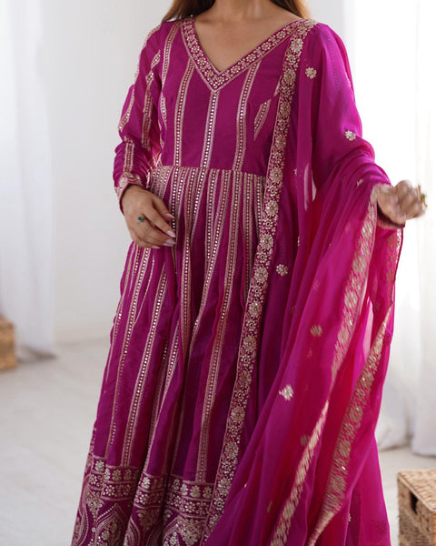 Designer Georgette Sequence Gown Set
