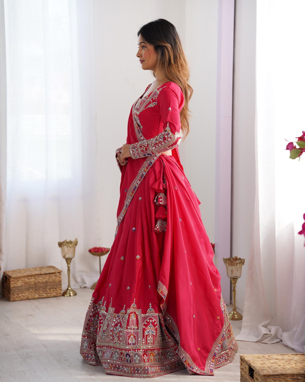 Wedding Wear Crape Silk Sequence Lehenga Choli