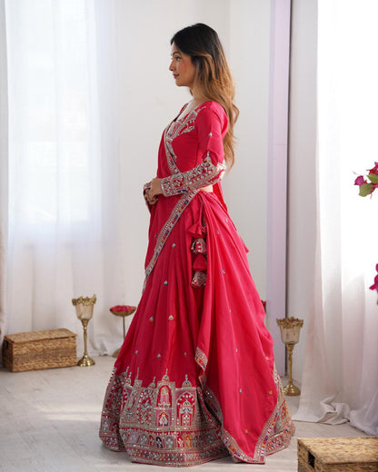 Wedding Wear Crape Silk Sequence Lehenga Choli