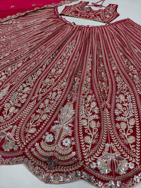 Wedding Wear Red Georgette Lehenga Choli