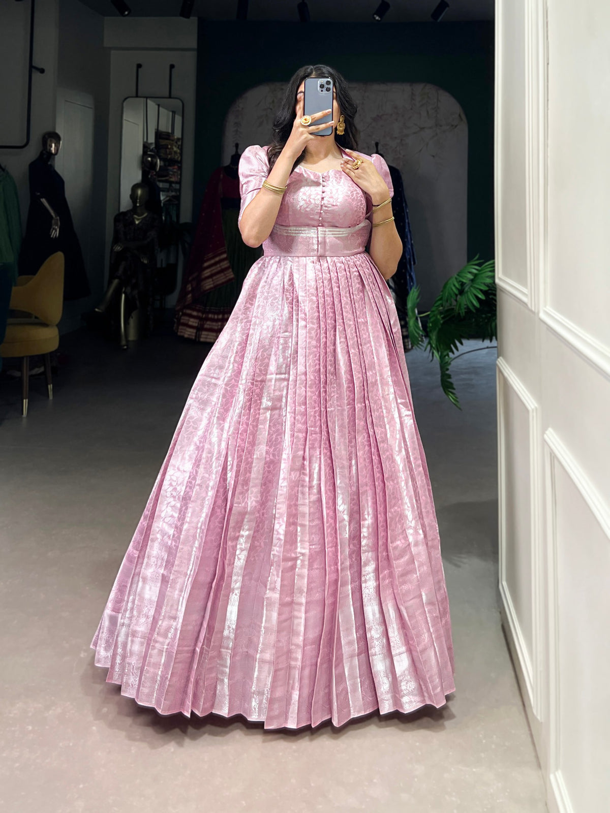 Designer Kanjivaram Zari Gown Jacket