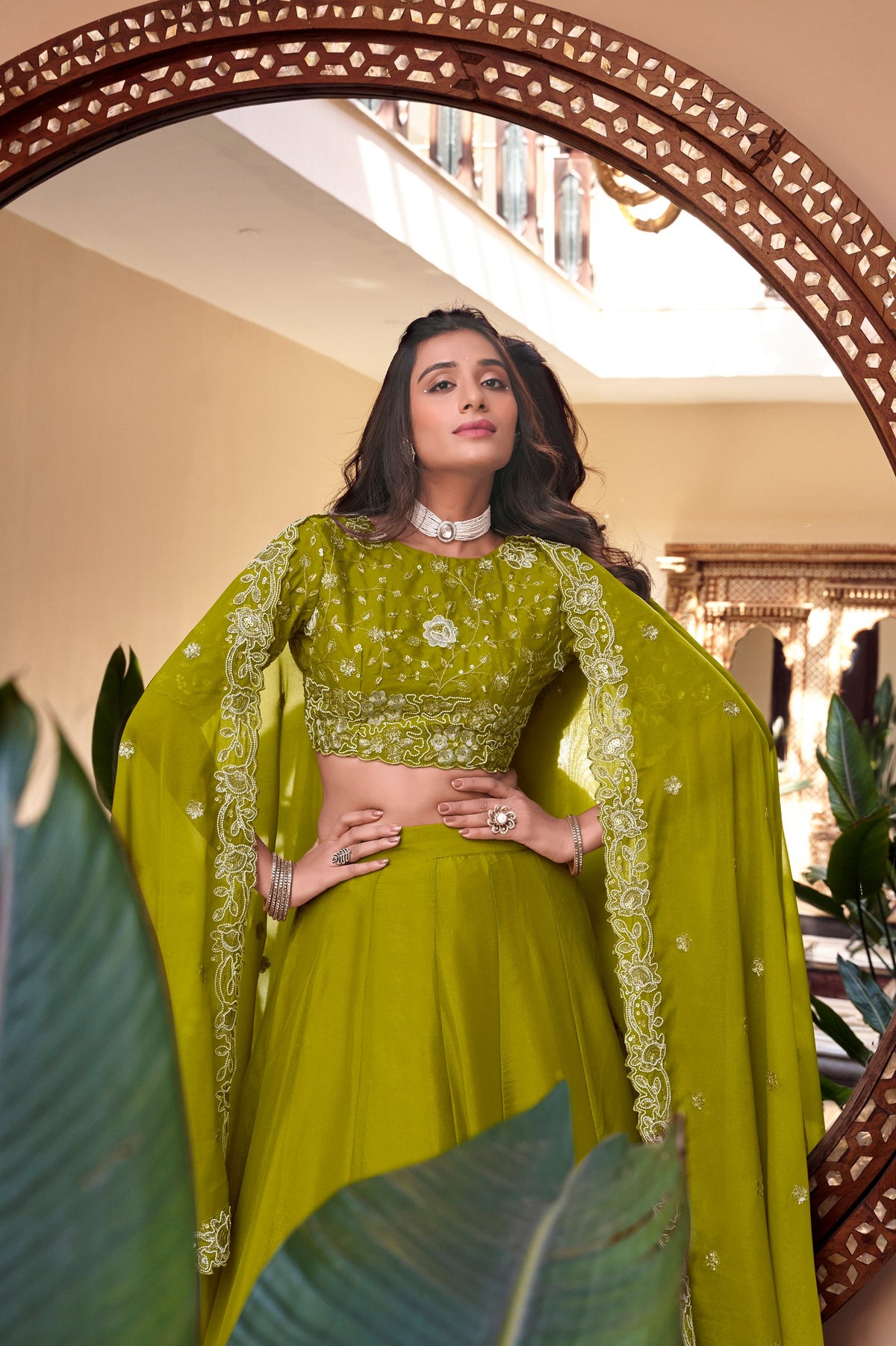 Wedding Wear Green Georgette Lehenga Choli