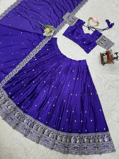 Latest Chinon SIlk Sequence Work Lehenga Choli