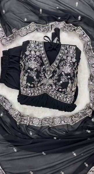 Party Wear Black Color Georgette Sequence Salwar Suit