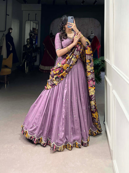 Wedding Wear Vichitra Silk Embroidery Lehenga Choli