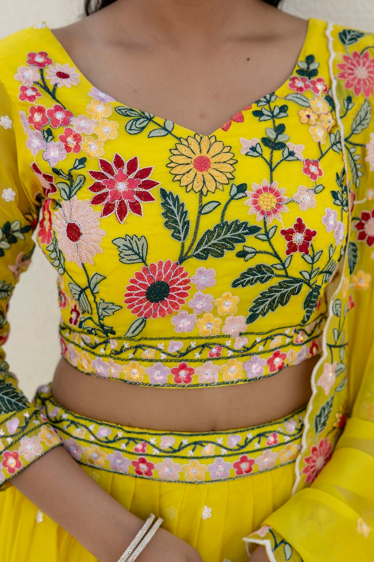 Wedding Wear Yellow Color Organza Sequence Lehenga Choli
