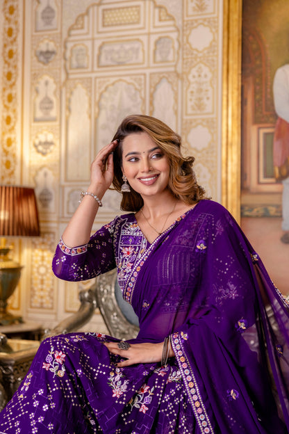 Latest Violet Color Georgette Sequence Lehenga Choli