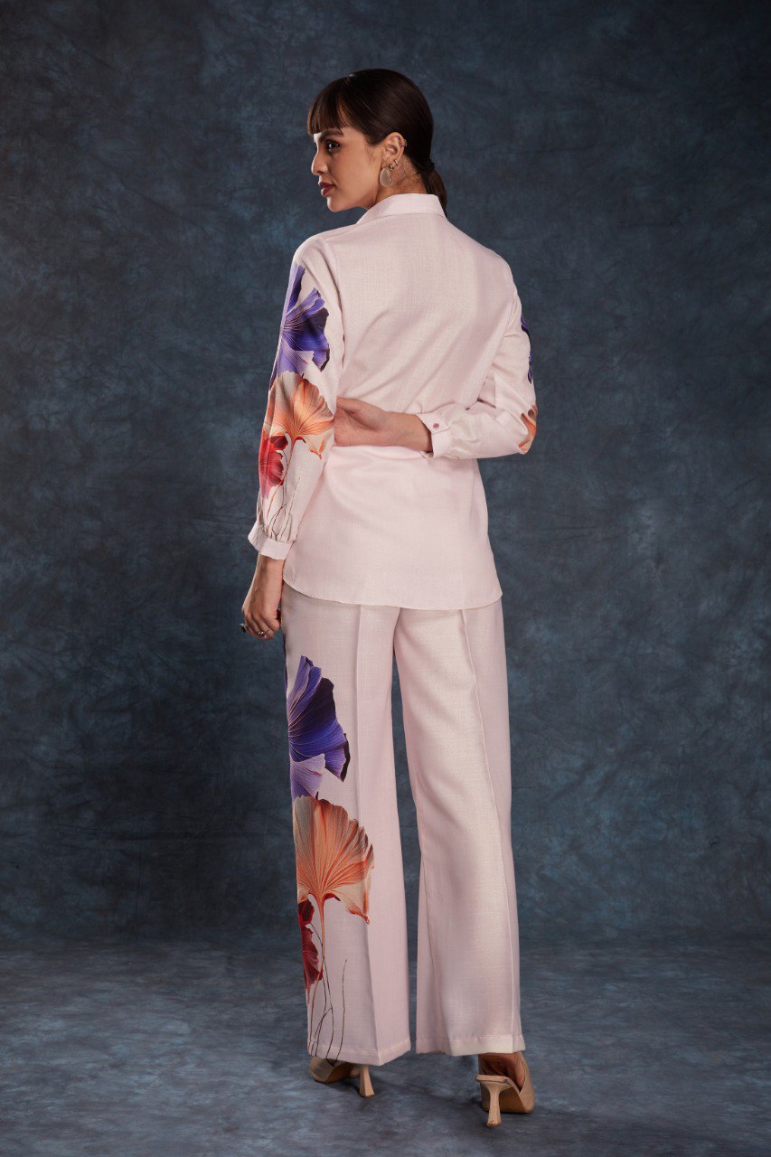 Light Pink Color Printed Linen Co-Ord Set  