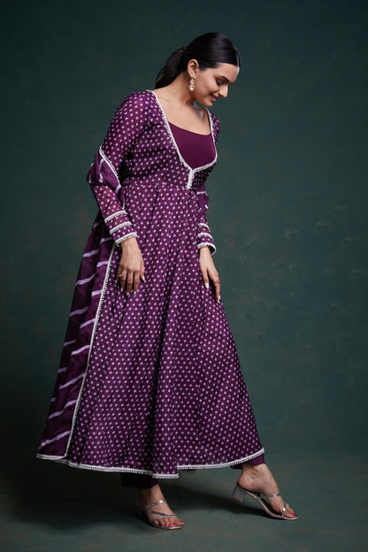 Violet Color Organza Digital Printed Gown Dupatta Pant