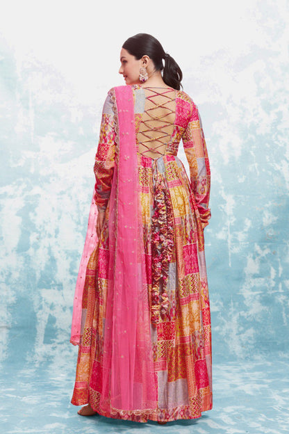 Latest Pink Color Cotton Printed Gown Dupatta