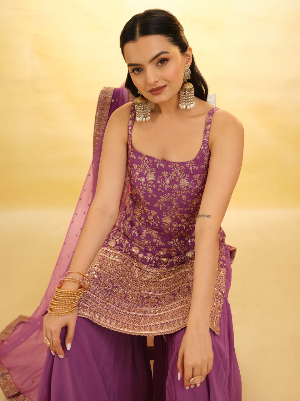 Wine Color Georgette Sequence Salwar Suit