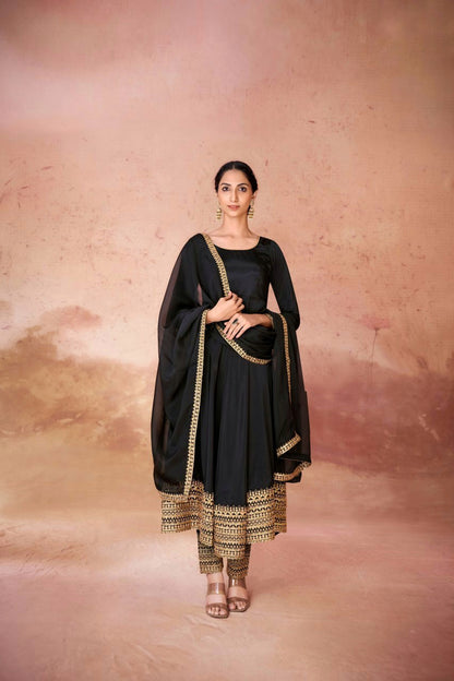Crape Embroidered Work Anarkali Suit