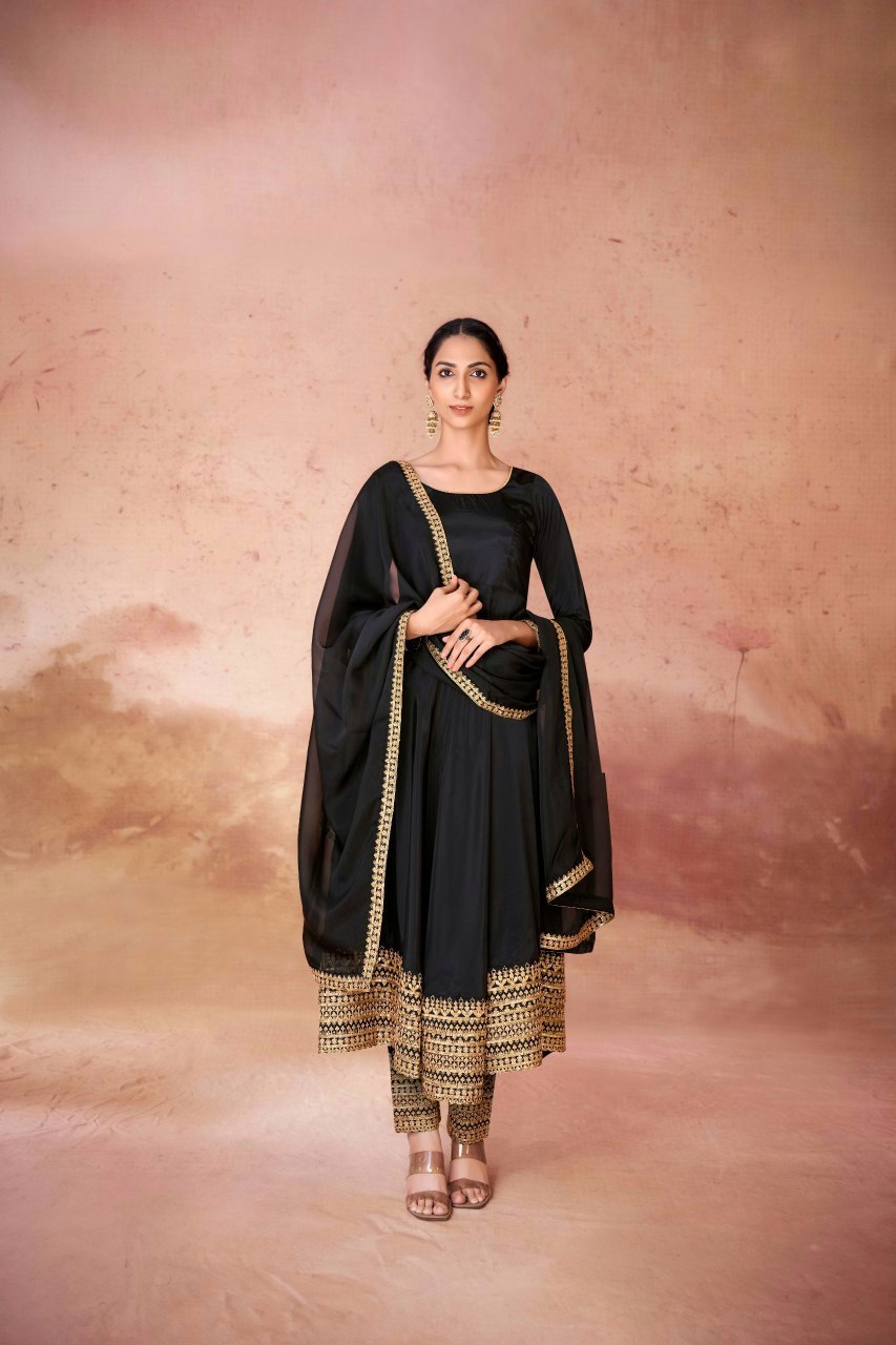 Crape Embroidered Work Anarkali Suit