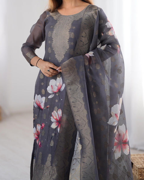Latest Chanderi Silk Printed Top Pent Dupatta