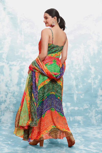 Multi Color Georgette Printed Gown