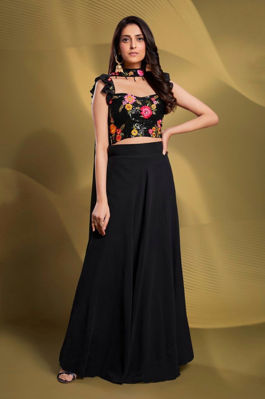 Black Color Georgette Ready to wear Lehenga Choli