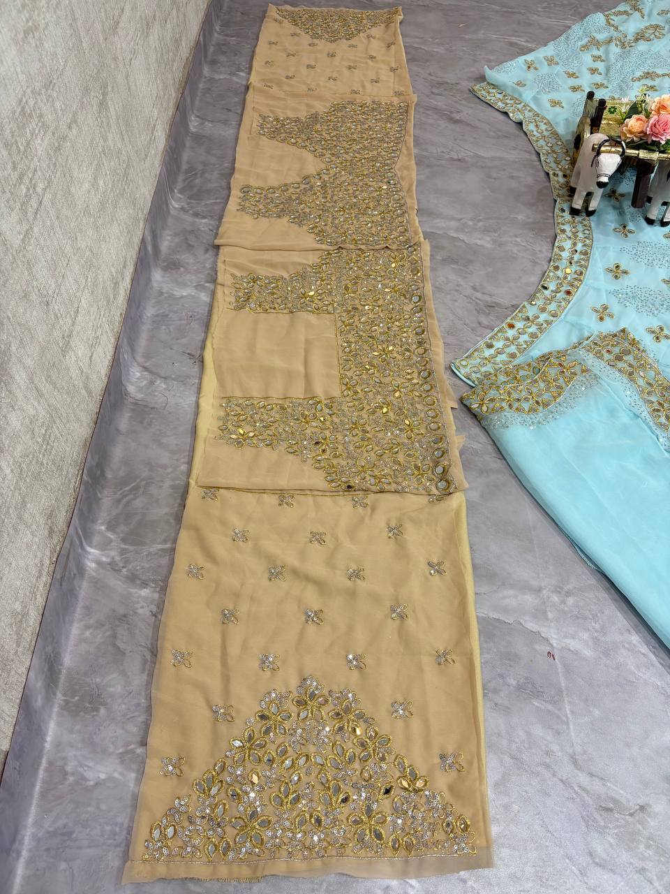 Skyblue Net Lehenga Choli For Women