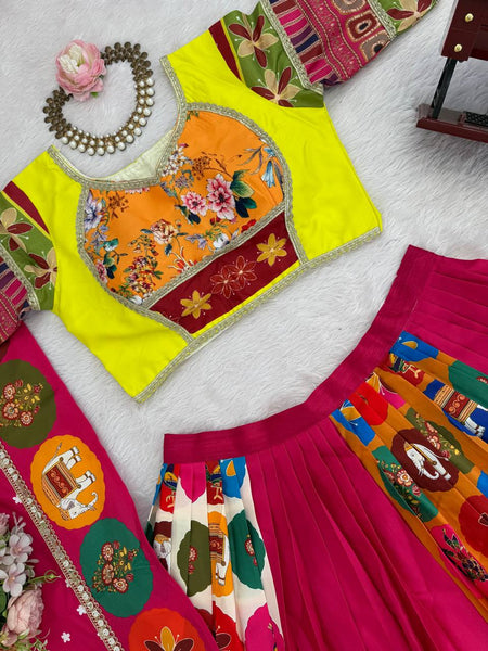 Multi Color American Crape Digital Printed Lehenga Choli