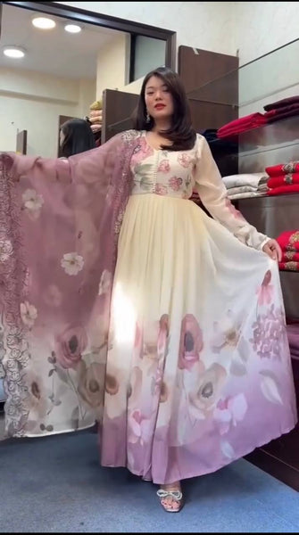 georgette anarkali sequence suit