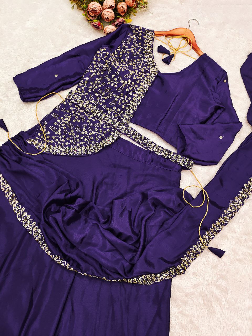 chinon silk ready to wear lehenga saree