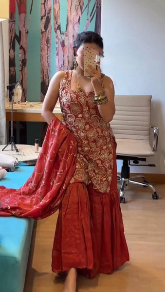 Latest Simmer Silk Kurta Sharara Dupatta