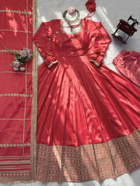 Chinon Silk Anarkali Suit