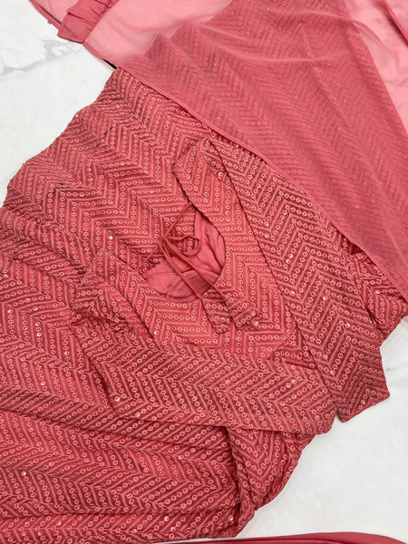 Lucknowi Sequence Work Georgette Anarkali Suit