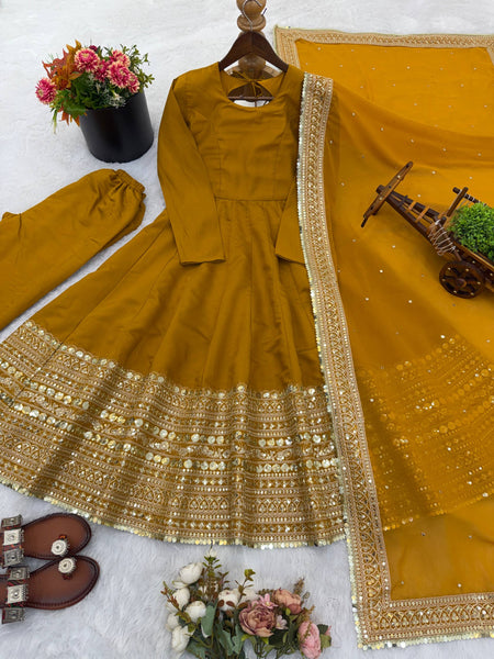 Exquisite Roman Silk Anarkali Gown Set
