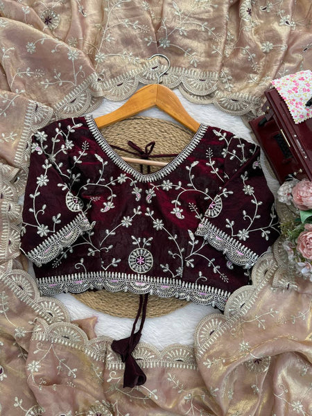 Exquisite Heavy Fendy Silk Saree with Intricate Thread & Sequence Work