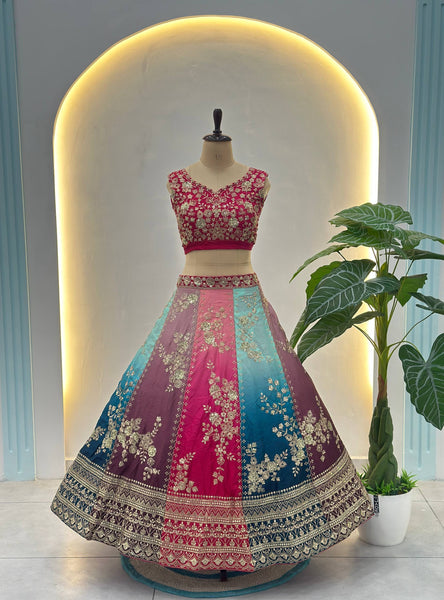 Radiant Chinon Silk Embroidered Lehenga Choli Set – Traditional Elegance