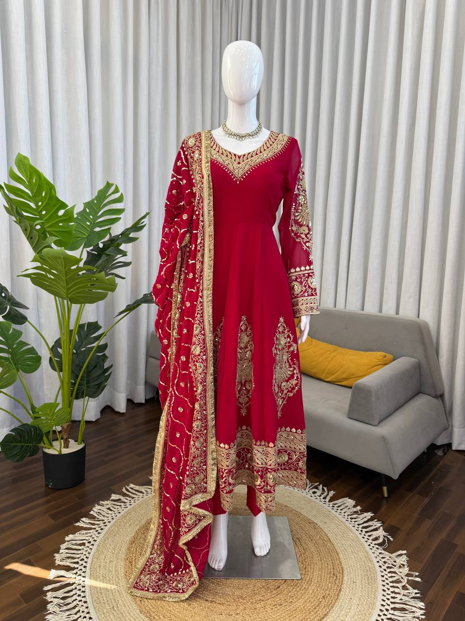 Exquisite Anarkali Suit Set – Faux Georgette with Sequence Embroidery