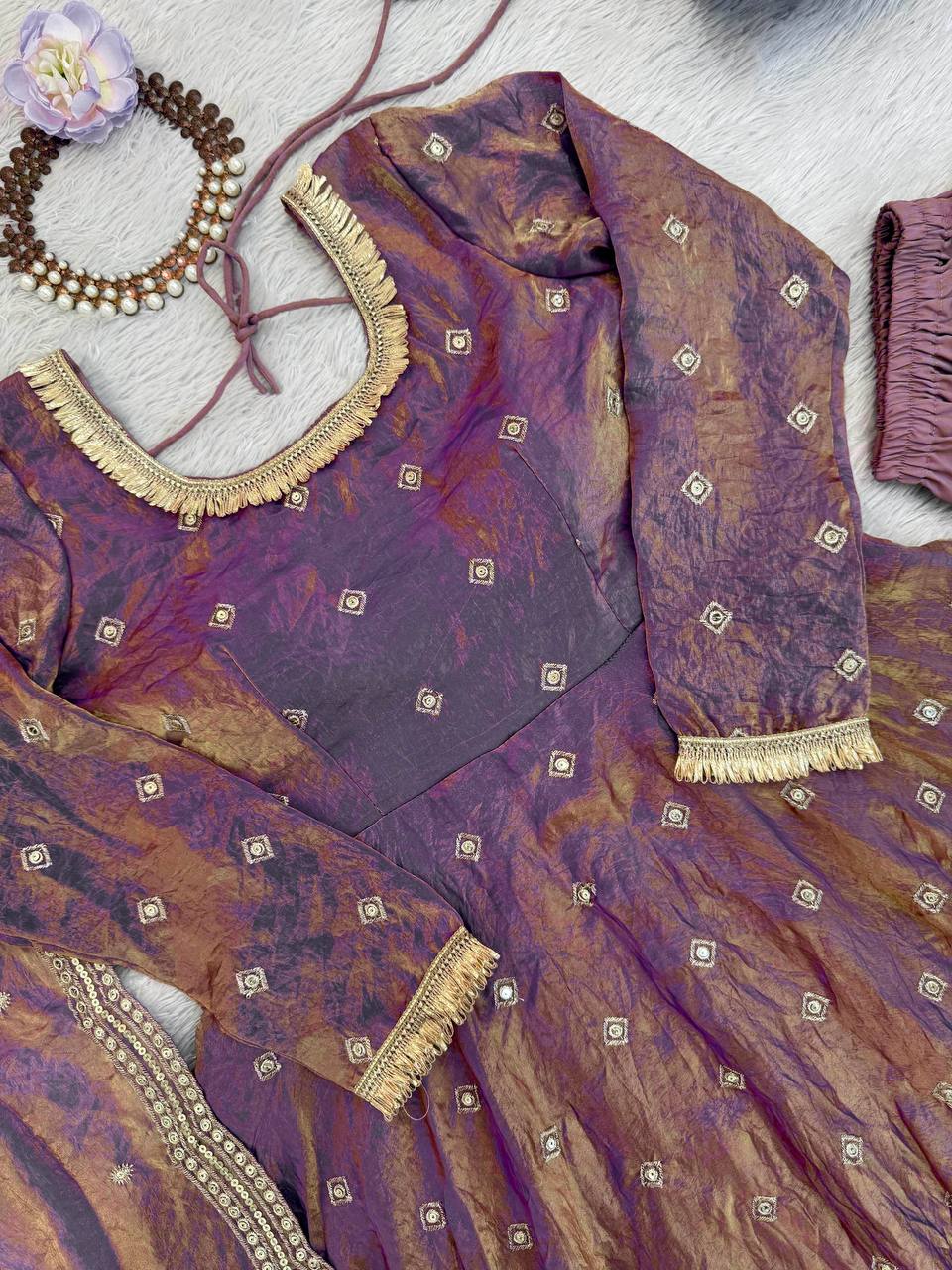 Exquisite Fendy Silk Gown Set