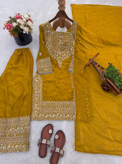 Fendy Silk Embroidered Sharara Set