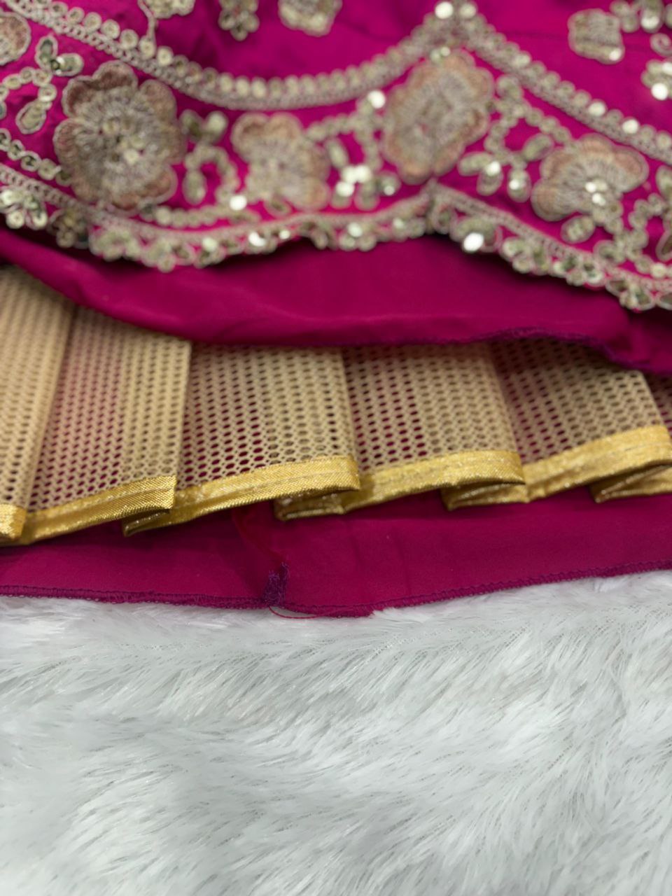 Two-Tone Silk Designer Lehenga Choli with Intricate Thread & Sequins Work