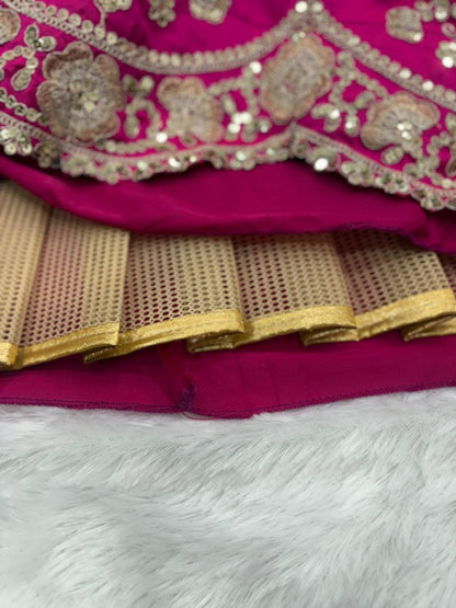 Two-Tone Silk Designer Lehenga Choli with Intricate Thread & Sequins Work