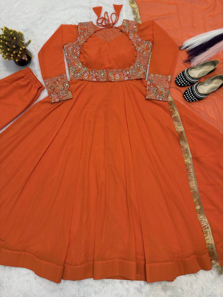 Designer Maxi Anarkali Suit with Embroidered Koti (Jacket)