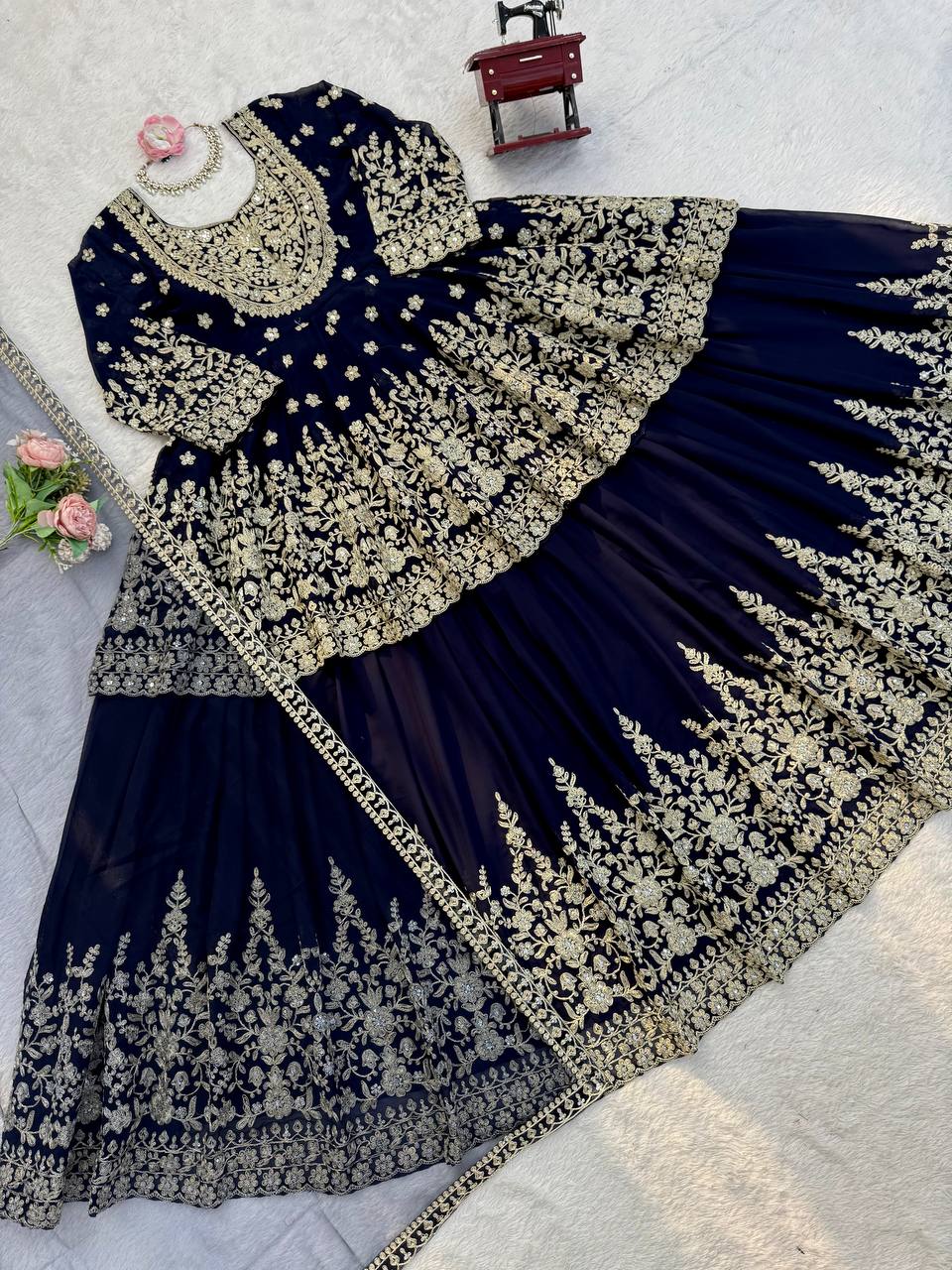 Exquisite Faux Georgette Embroidered Lehenga Choli Set