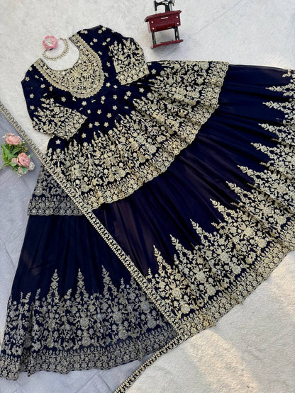 Exquisite Faux Georgette Embroidered Lehenga Choli Set