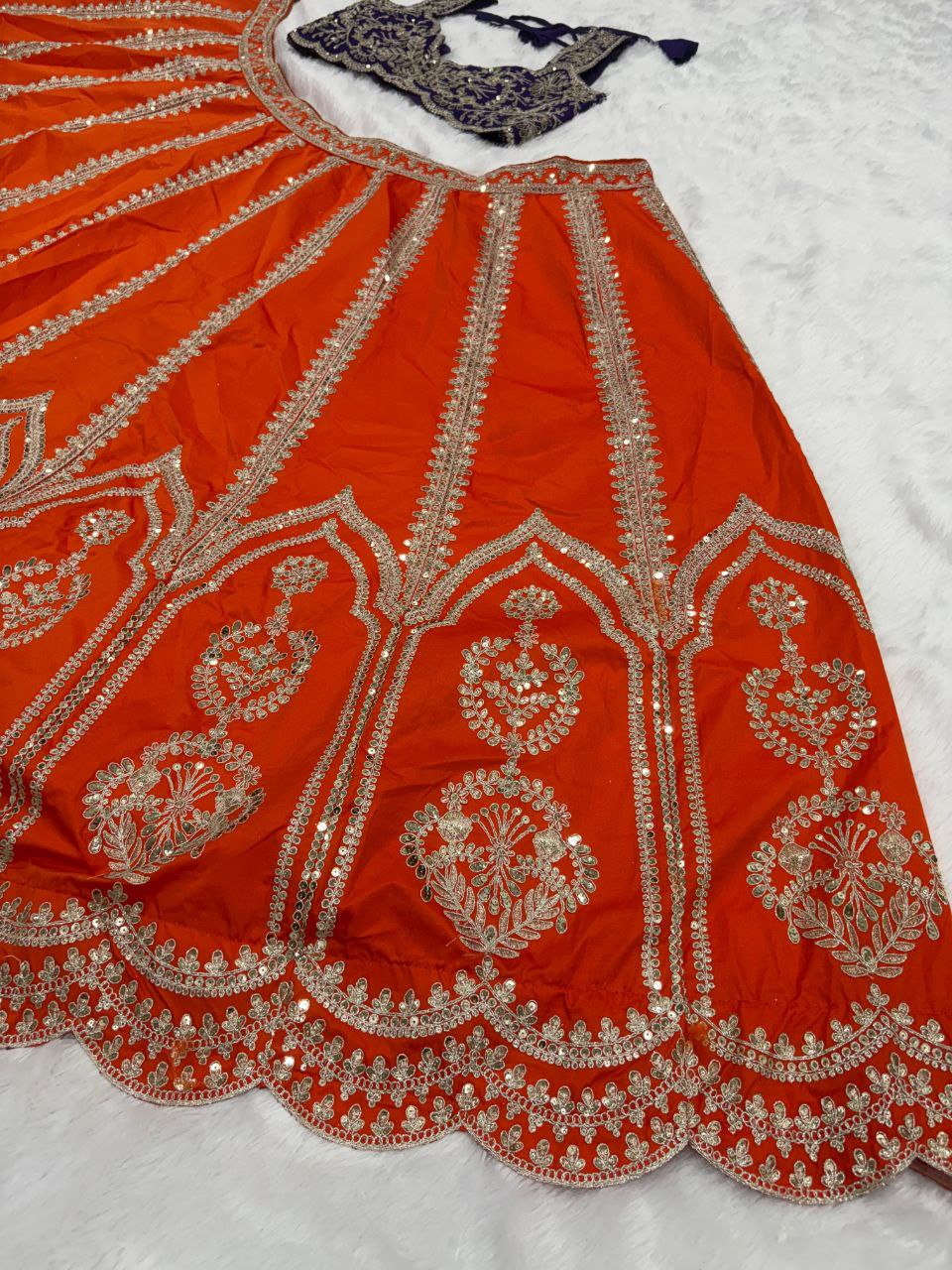 Premium Two-Tone Silk Lehenga Choli with Heavy Embroidery & Sequins Work - Semi-Stitched Ethnic Wear