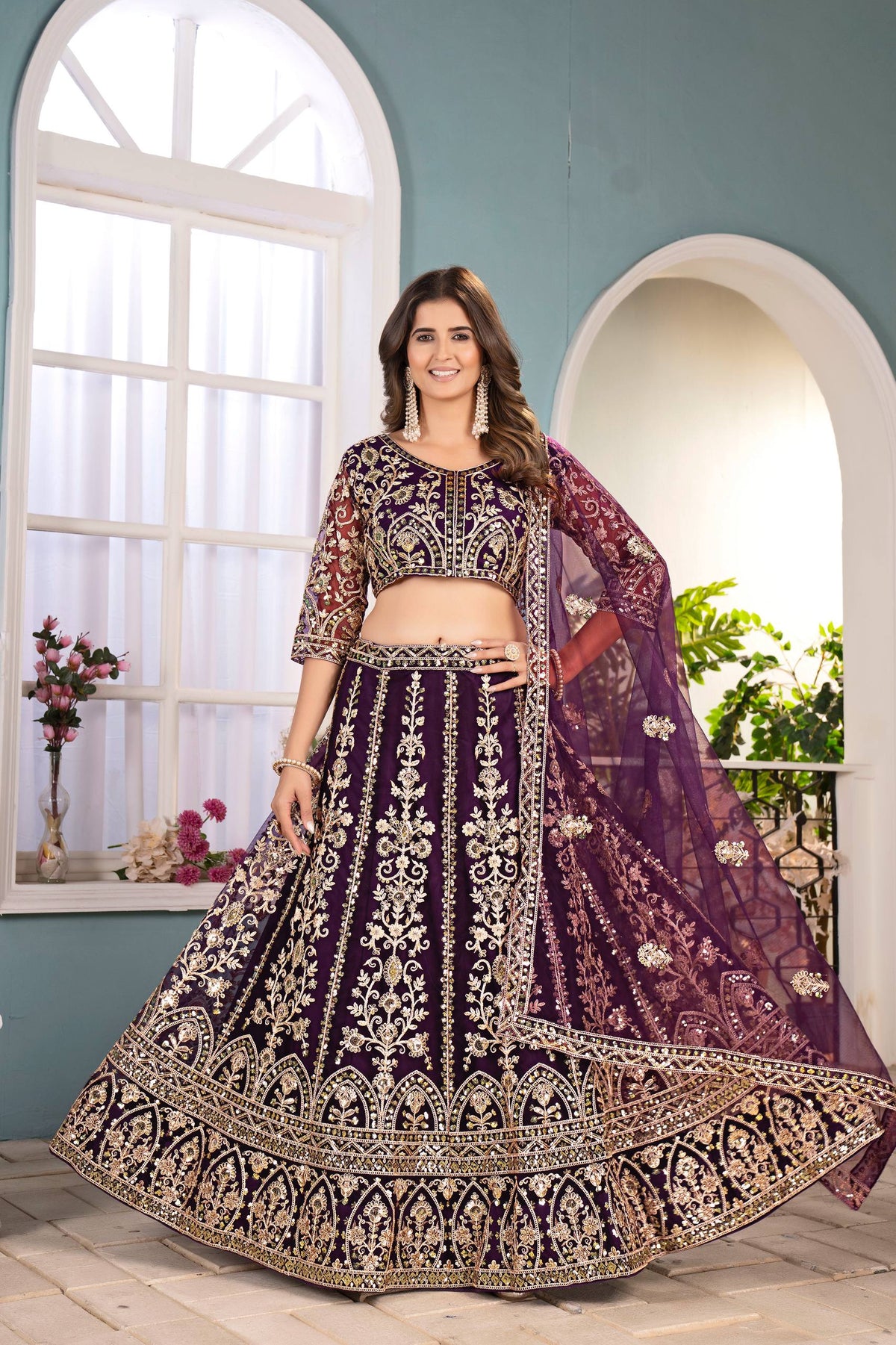 Elegant Butterfly Net Lehenga Choli with Sequins Codding Embroidery