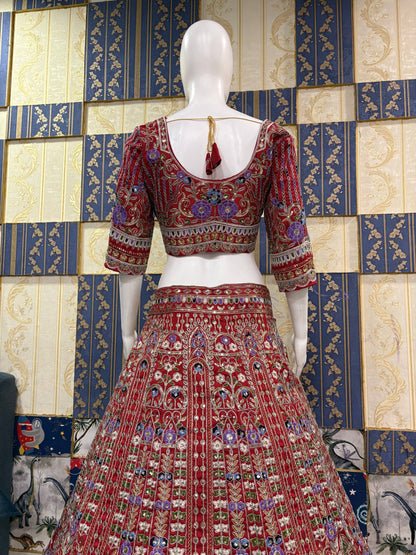 Designer Mono Satin Silk Lehenga Choli with Coding Sequins Cut-Work