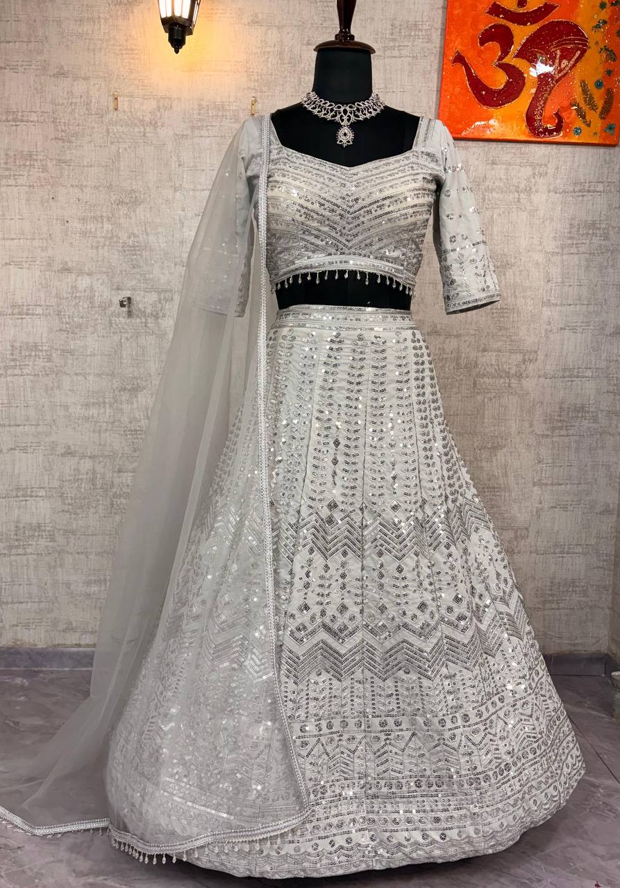 Premium Faux Georgette Lehenga Choli with Sequins Embroidery