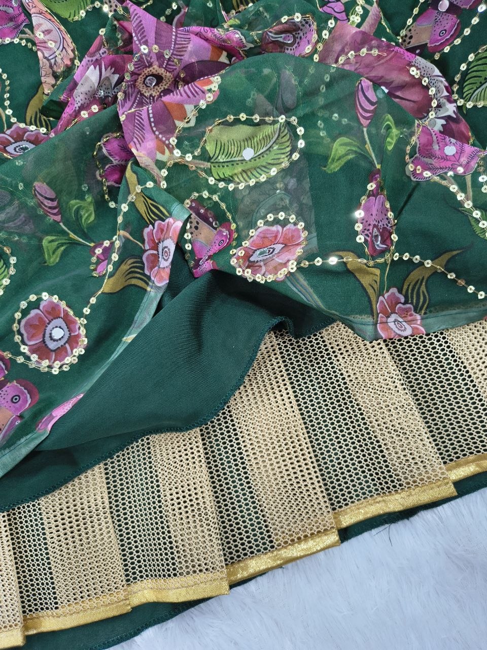 Premium Taby Silk Hand-Worked Lehenga Choli – Digital Floral Print