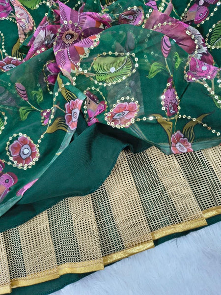 Premium Taby Silk Hand-Worked Lehenga Choli – Digital Floral Print