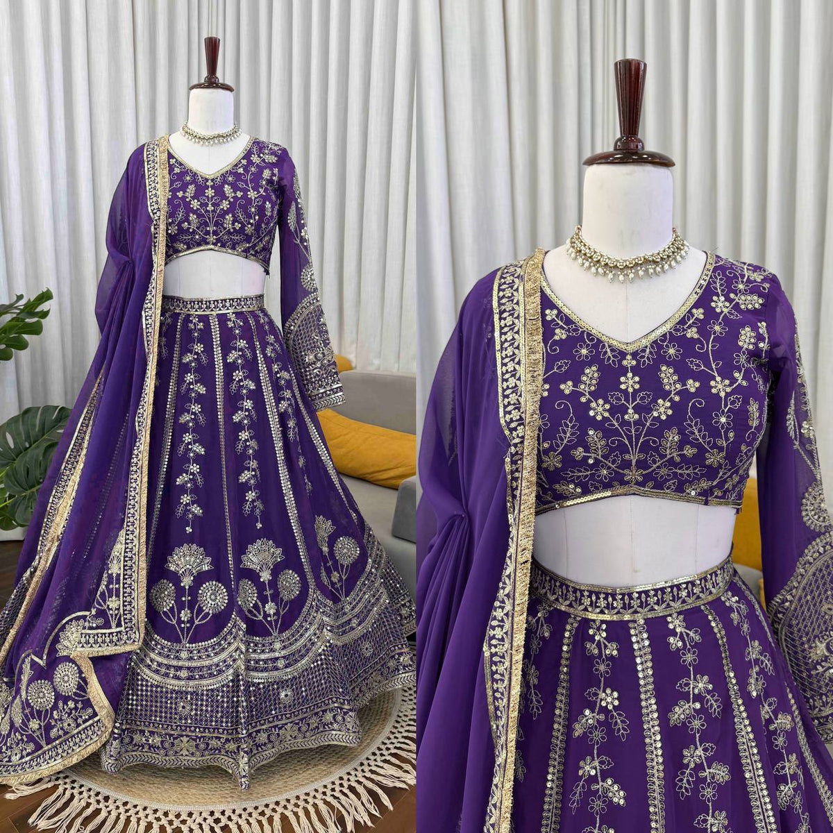 Elegant Faux Georgette Lehenga Choli with Sequence Work